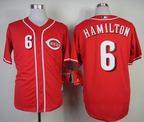 Reds #6 Billy Hamilton Red Cool Base Stitched MLB Jersey - Click Image to Close